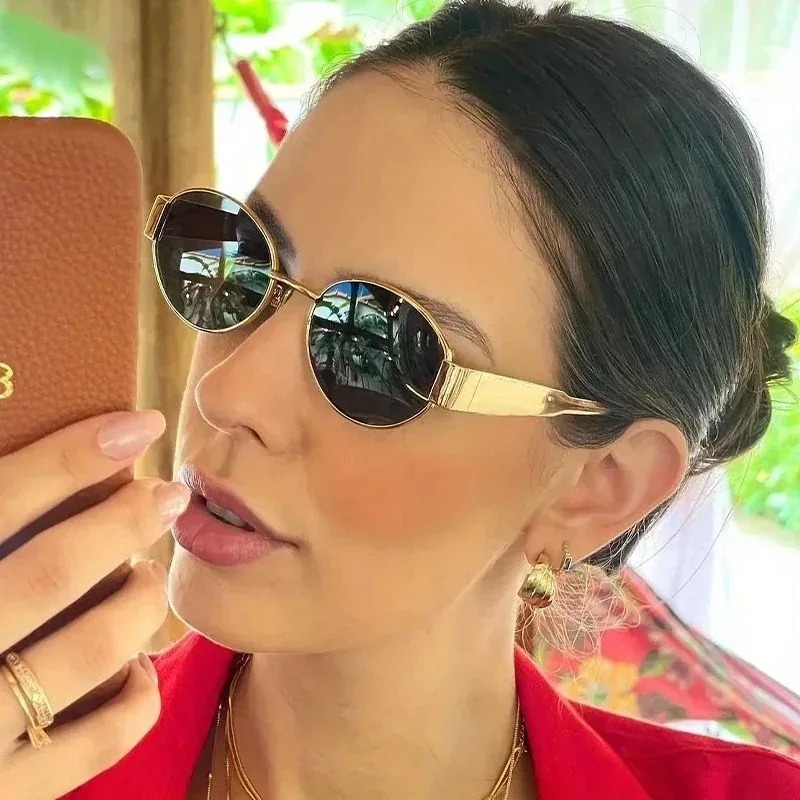 New Oval Sunglasses for Women  - Metal Photo Panel incelemesi ve fiyatı