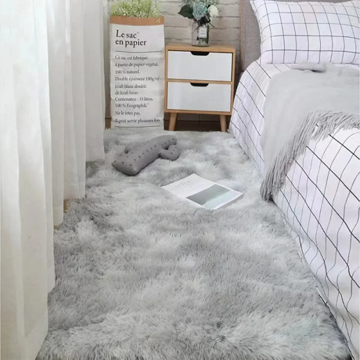 Fluffy Cream White Woolen Rug  - Door Mat Blank incelemesi ve fiyatı